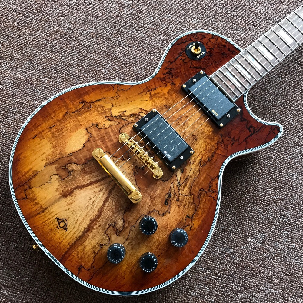 New custom Electric guitar Hot Selling Map transparent brown Custom Electric Guitar 6 Strings Guitars