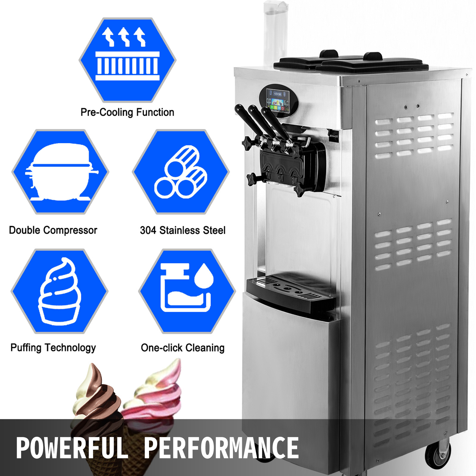 2200w Factory Directly Supplying Automatic Soft Ice Cream Machine High Accuracy