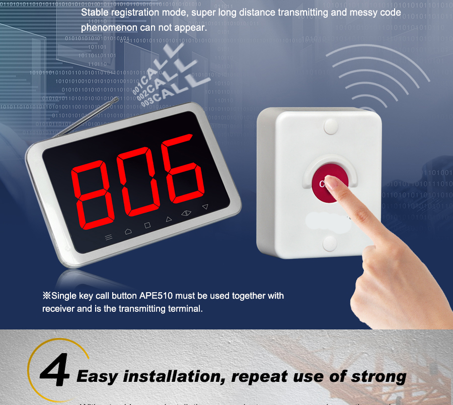 Full waterproof sunscreen dustproof and shockproof 1 key service call button