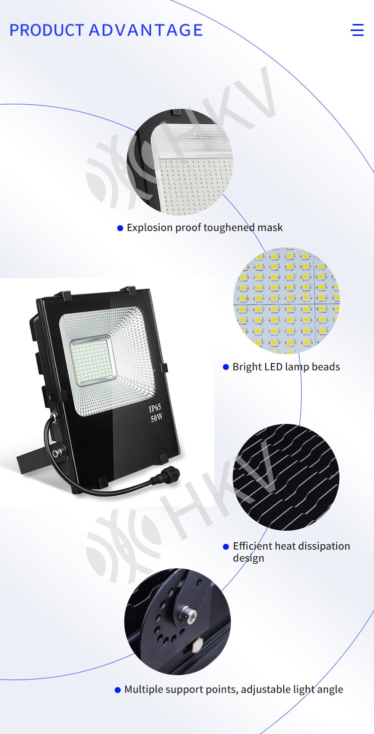 Black Adjustable Outdoor Waterproof Light 10/30/50/100/150/200W Exterior Street Floodlight