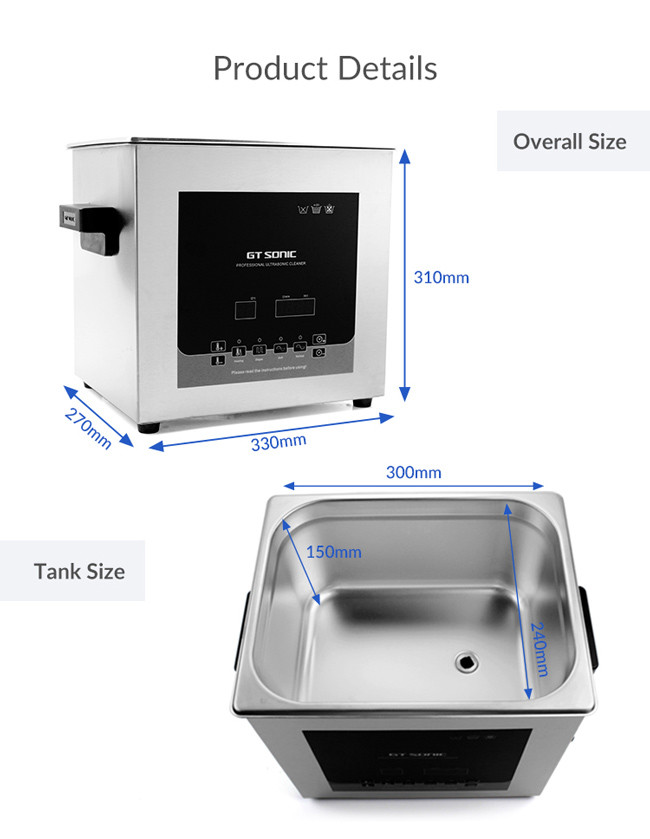 Degas Lab Ultrasonic Cleaner 9L Sonicator With Heating Function