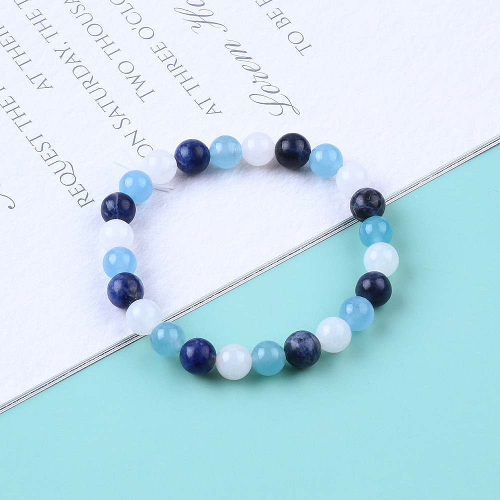 Clear Quartz / Sodalite / Blue Chalcedony 8mm Positive Energy Crystal Bead Bracelet