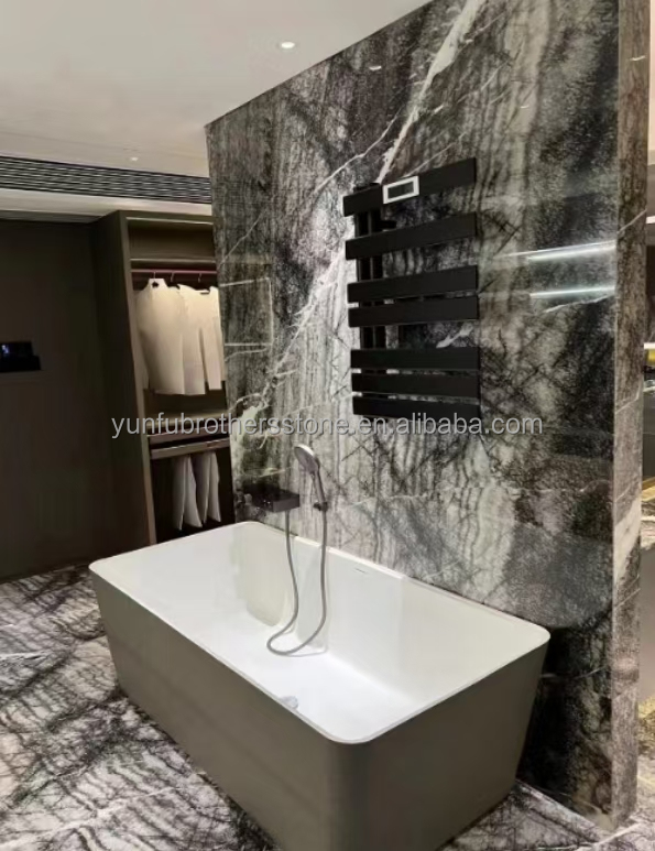 Graphic Design Natural Stone Italian Silver Fir Marble Floor Tile for Living Room