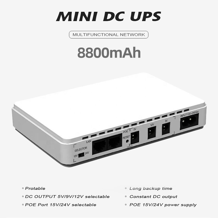 Networking Mini DC UPS 5V 9V 12V 15V 19V 24V POE for WIFI Router Power Bank Battery