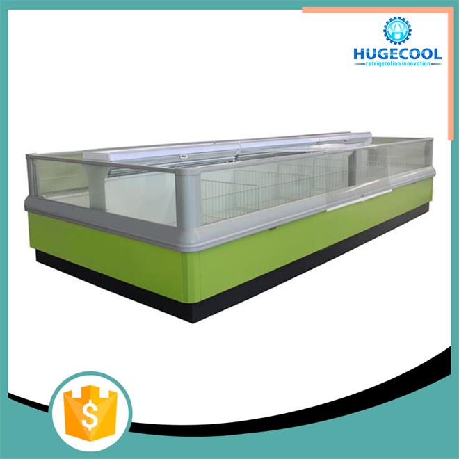 OEM Supermarket Island Freezer Auto Electrical Defrost For Seafood