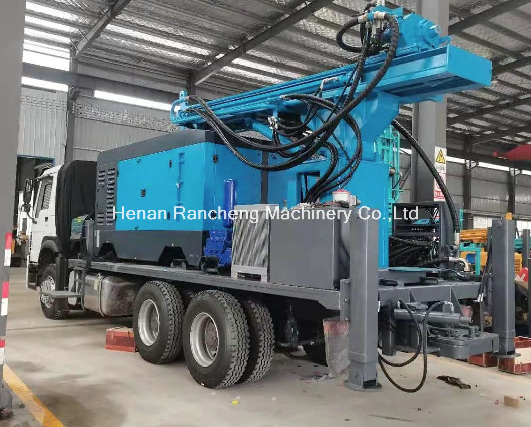 350m Deep Rock Borehole Drilling Rig Truck Mounted Water Well Machine