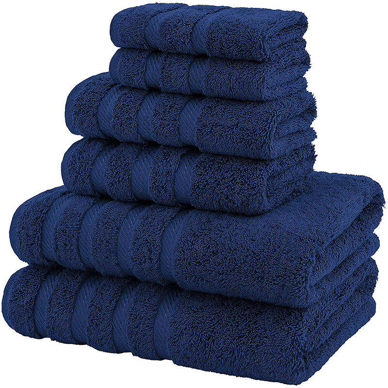 Child-Proof Luxury Dobby Border 6 Pieces 100% Cotton Towel Set for Bathroom Shower