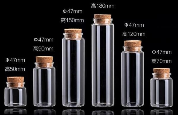 High borosilicate glass bottle diameter High-grade cork stopper bottle High