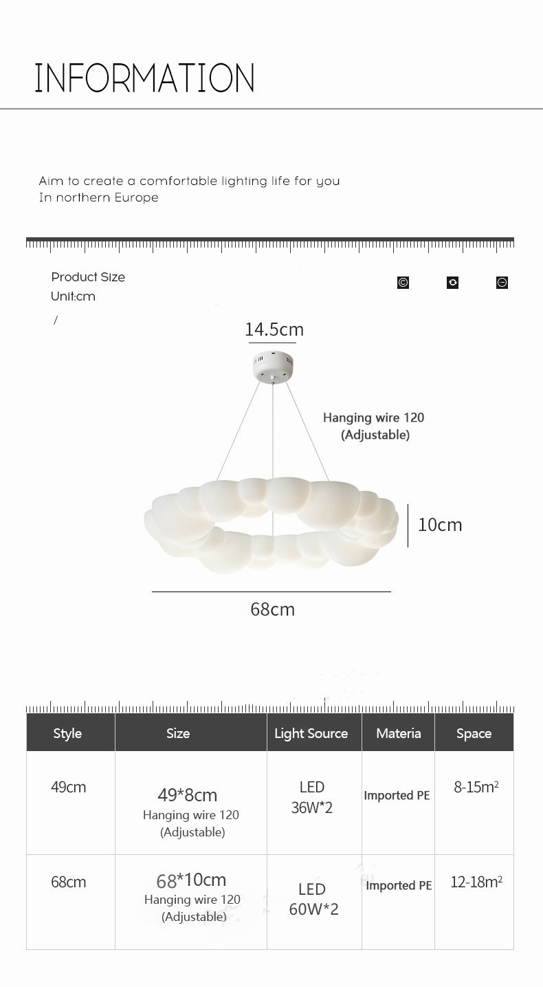 Nordic Designer kids Chandelier Living Dining Children's Room Bedroom Cloud Chandeliers(WH-MI-399)