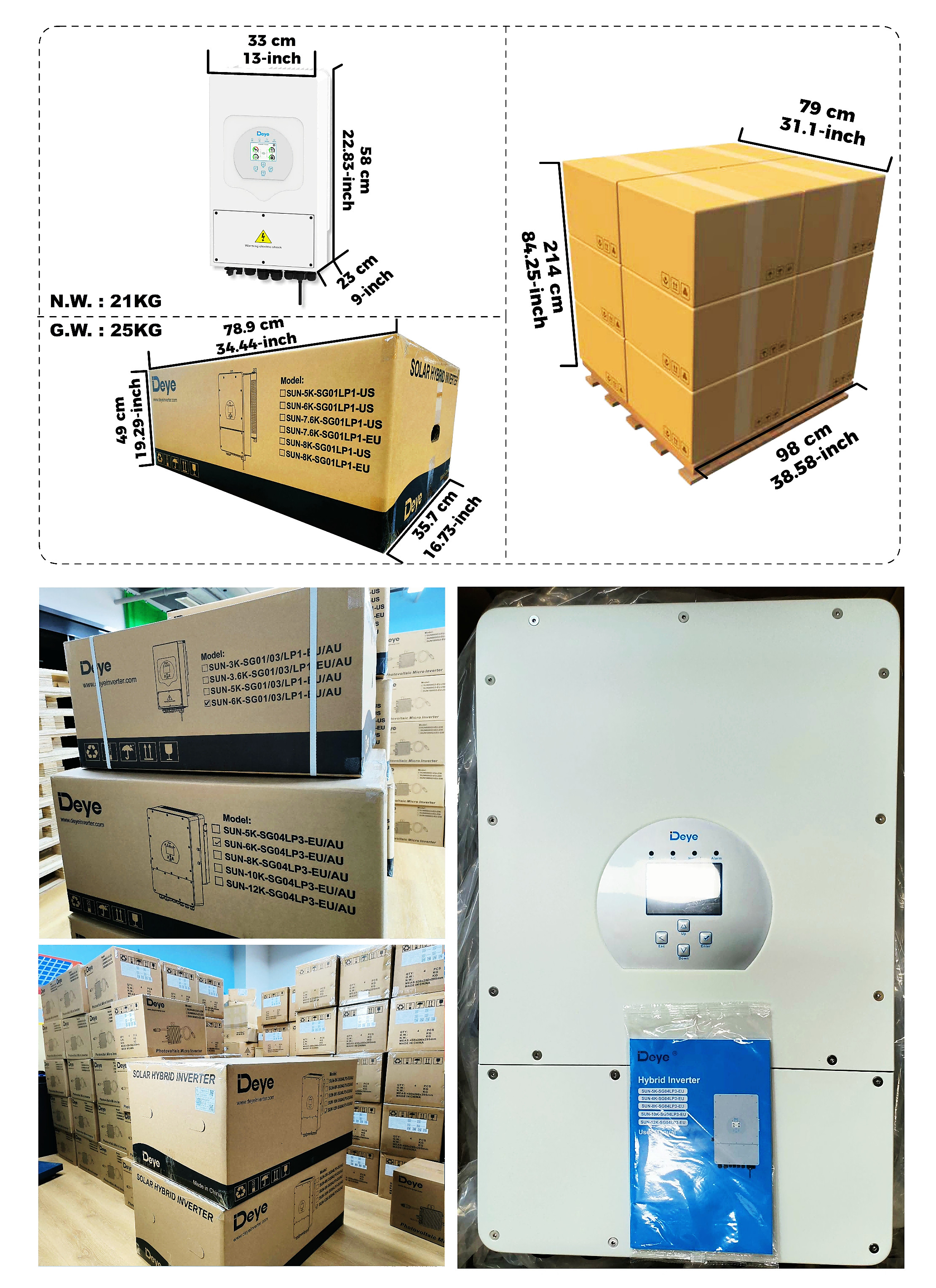 3 Phase Hybrid Solar Inverter 6kW 10kW 16kW 50kW Deye 12kw Hybrid