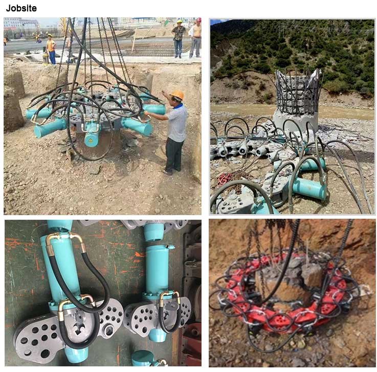 Blue Color 15units Hydraulic Pile Breaker , Concrete Pile Breaker For Excavators