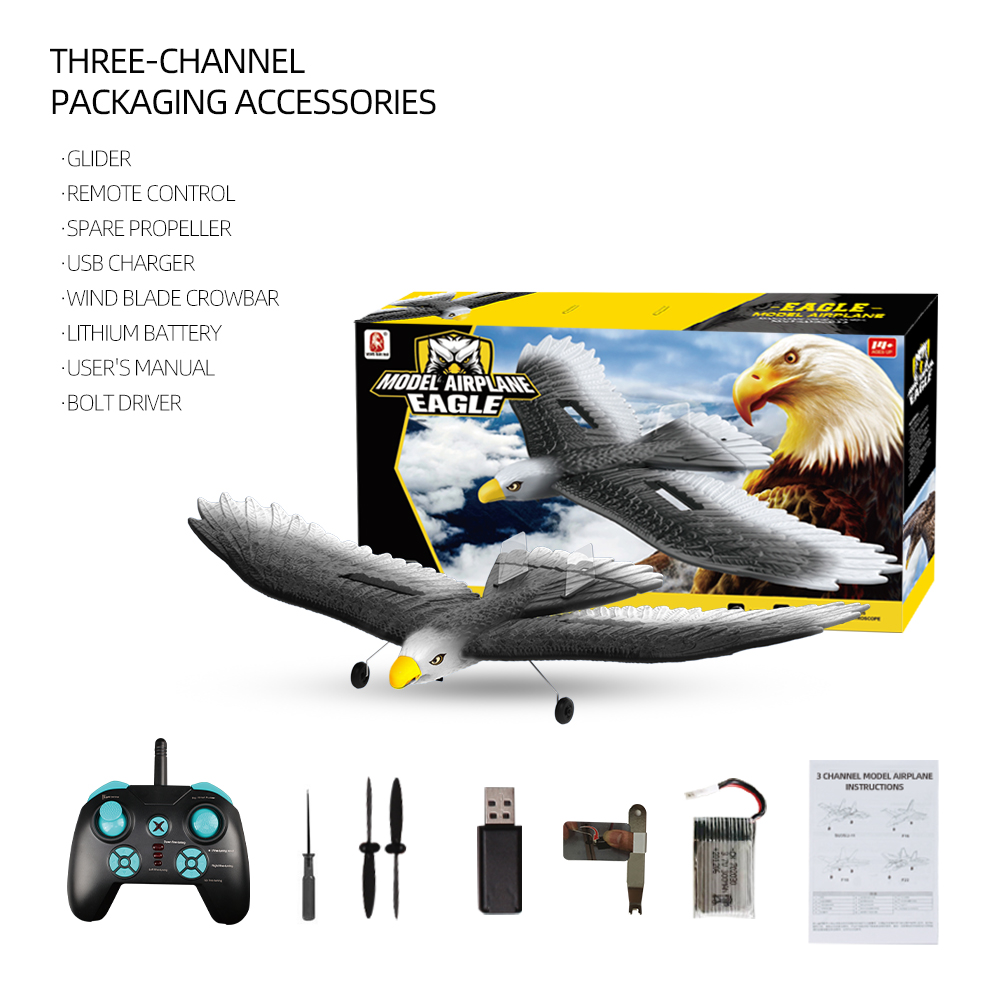 3 Led Light Easy Play 56cm Epp Material Electric Rc Eagle Glider With Remote Outdoor Play for the Whole Family