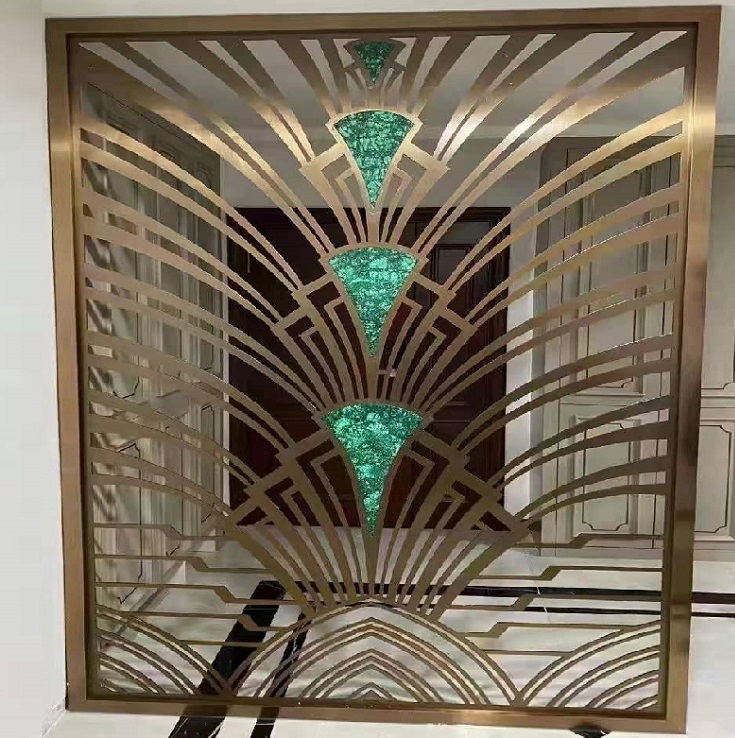 Laser cut metal gold lightweight room dividers room partition