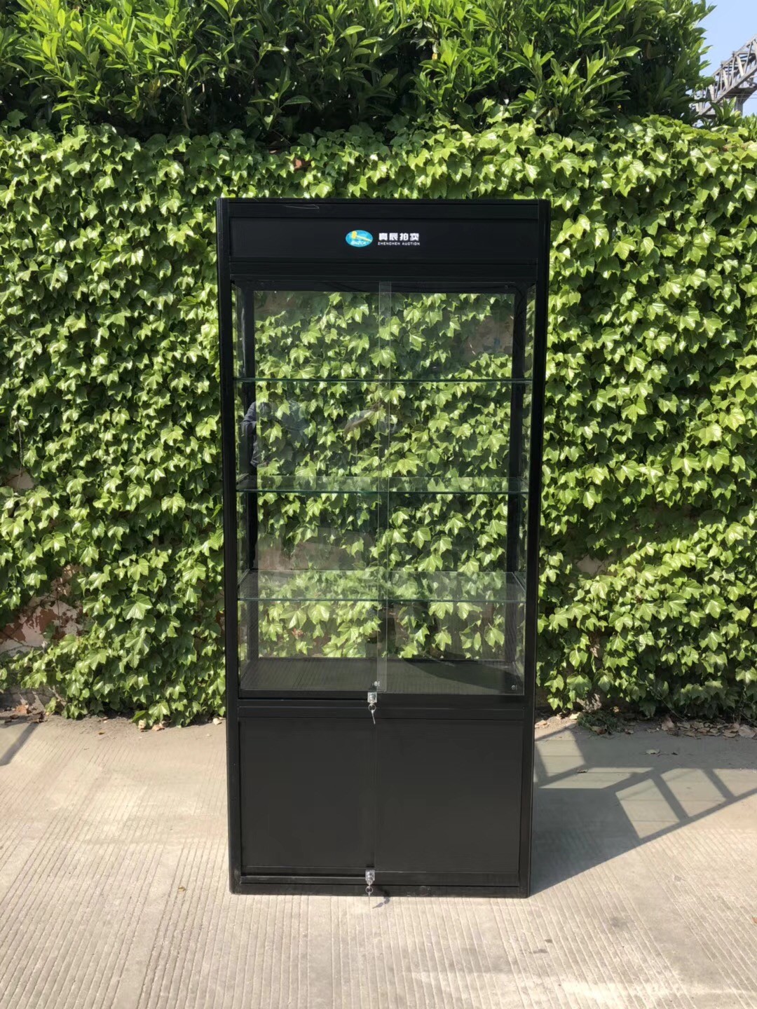 High Quality Aluminum Folding Display Showcase Counter with display TOP,Storage area and locking doors brand Graphics