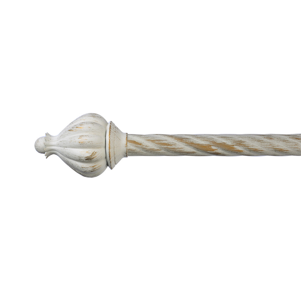 Easy Installing Metal Curtain Rod White Gold Finial For Gift Shop