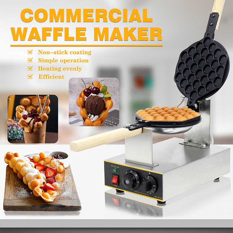 Commercial Snack Shop Suitable Electric Egg Waffle Machine with Rotating Function