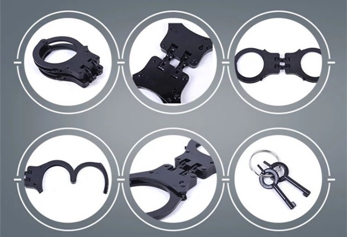 Carbon Steel Double Lock Lightweight Hinged Handcuffs Self - Defense Black Finish