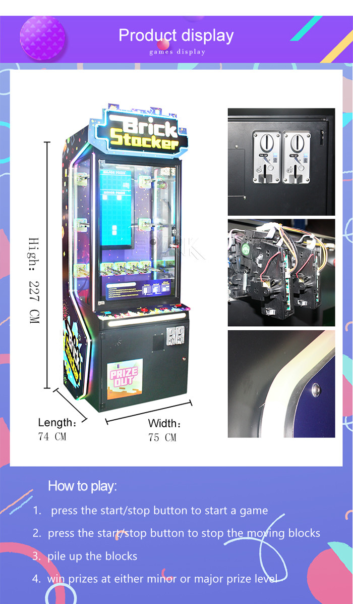 School Skill Gift Vending Machine Coin Pusher Sliding Blocks Games