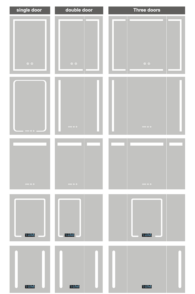 Silver LED Medicine Cabinet Wall Mounted Stainless Steel Mirror Cabinet Customized