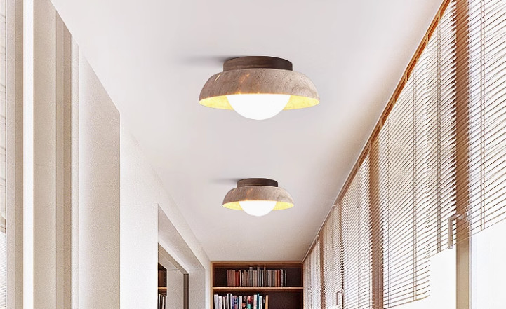 Yellow cave stone ancient style corridor balcony ceiling lamp retro wabi-sabi style cloakroom entrance hallway small lamp