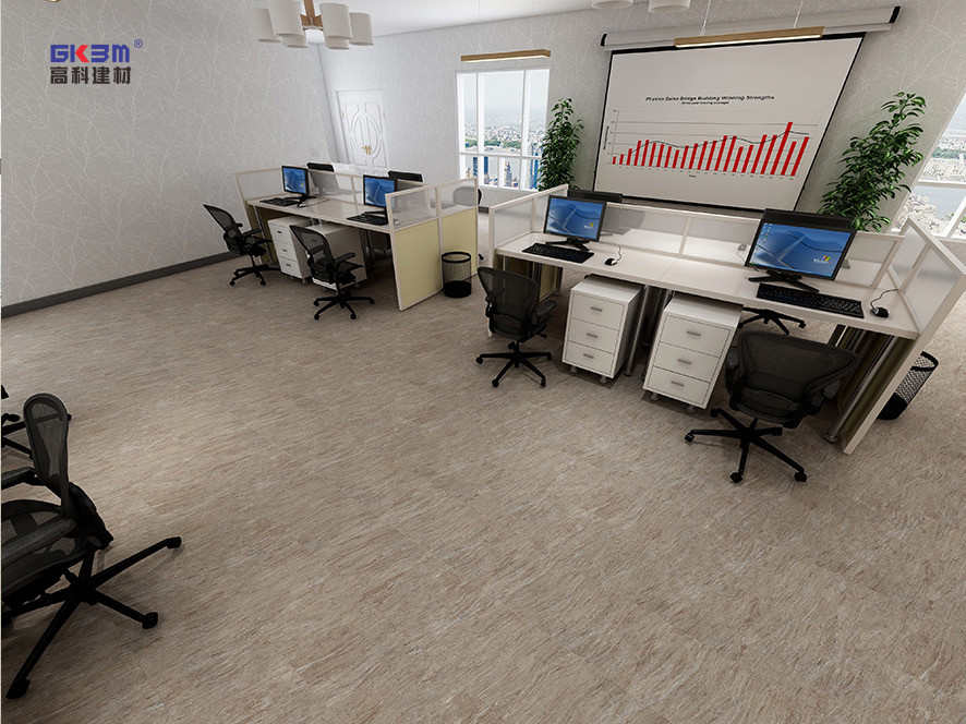 Chestnut Stone Pattern Vinyl Flooring 0.3-0.6mm Home Deco Fireproof Bright GKBM Greenpy MJ-S6012