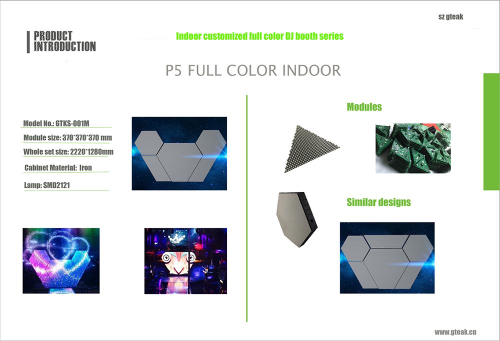 Customized creative led pixel P5 mm indoor Nightclub full color video led dj booth display panels for disco