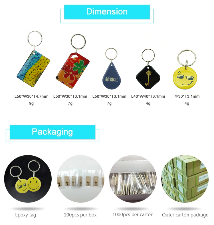 Waterproof Rfid Keychain Printable QR Code Epoxy Dog Tag