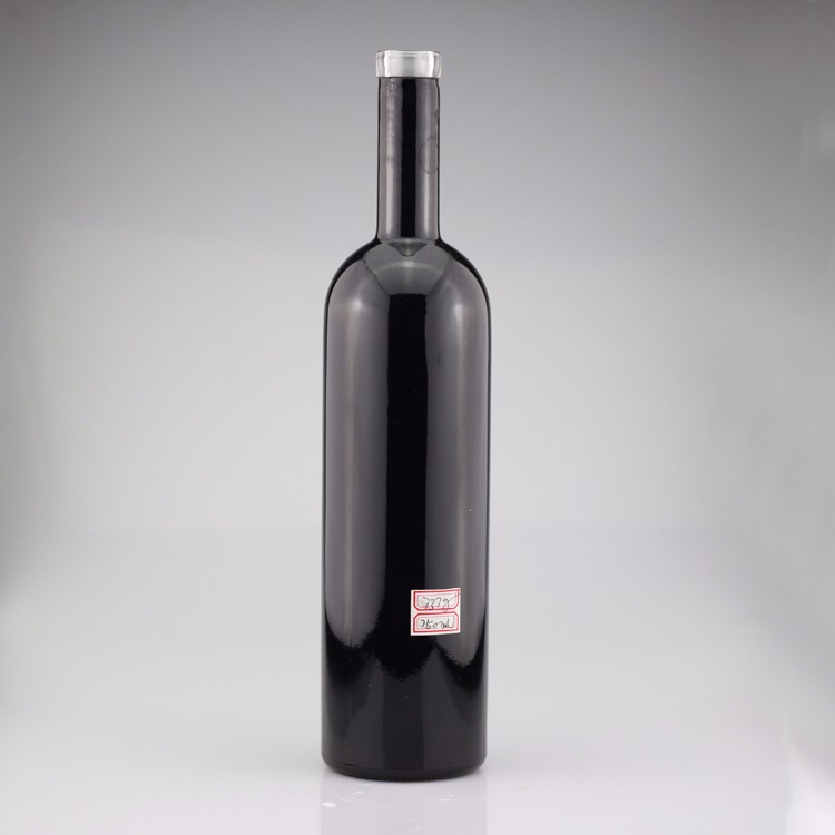 750ml Glossy Black Glass Vodka Painted Bottles Screen Printing Gin Closure Liquor Bottle
