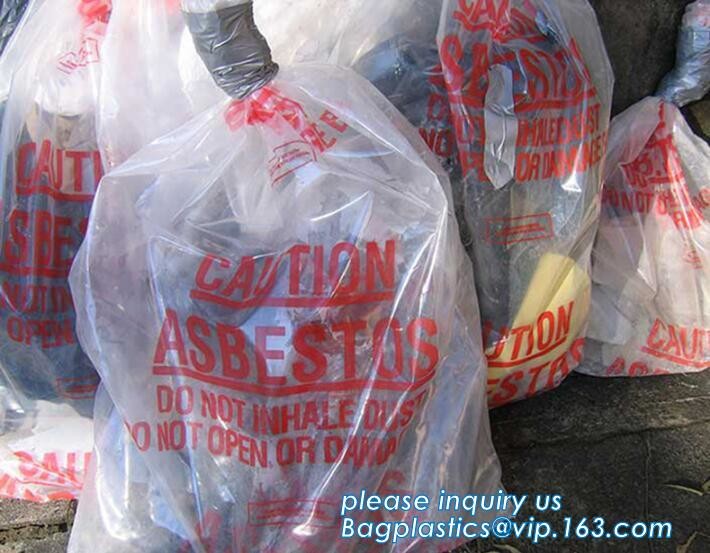 Hazardous Waste Yellow Plastic Bag Asbestos Garbage Bag,large size thicker LDPE asbestos remove bags,asbestos garbage ba