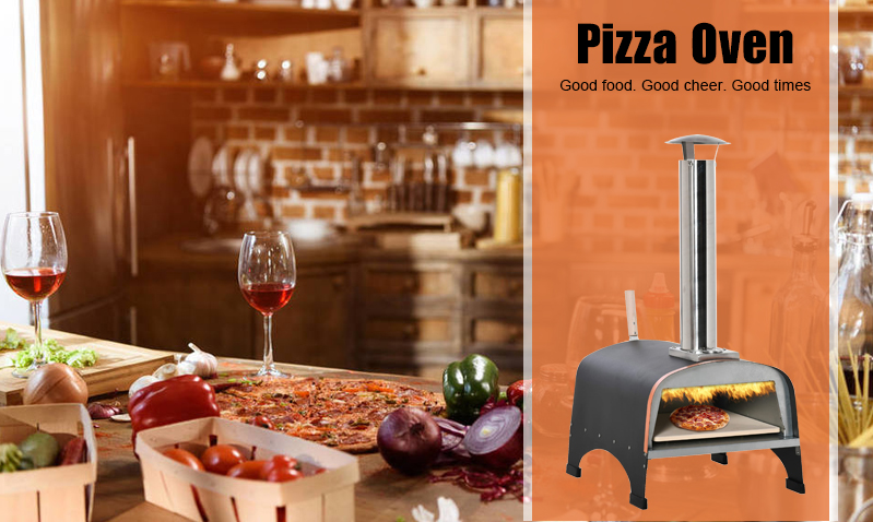 Outdoor Garden Patio Pizza Oven with Pizza Stone and App-Controlled Wood Fired Design