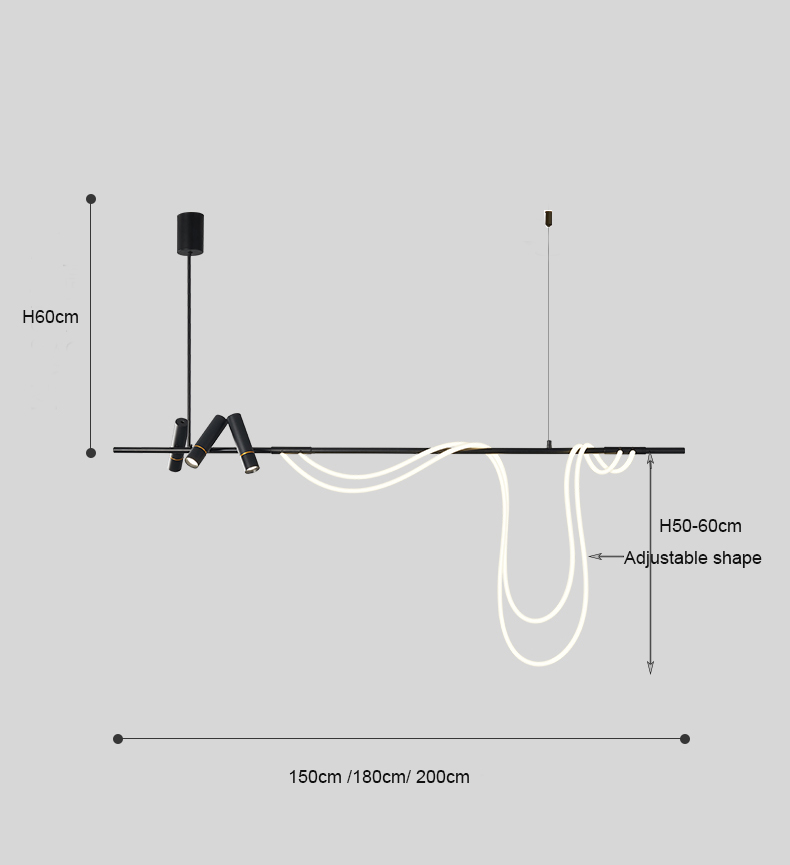 Nordic Designer Long Arc Lamp Spotlight chandelier dining room Bar Minimalism Chandelier(WH-MI-391)