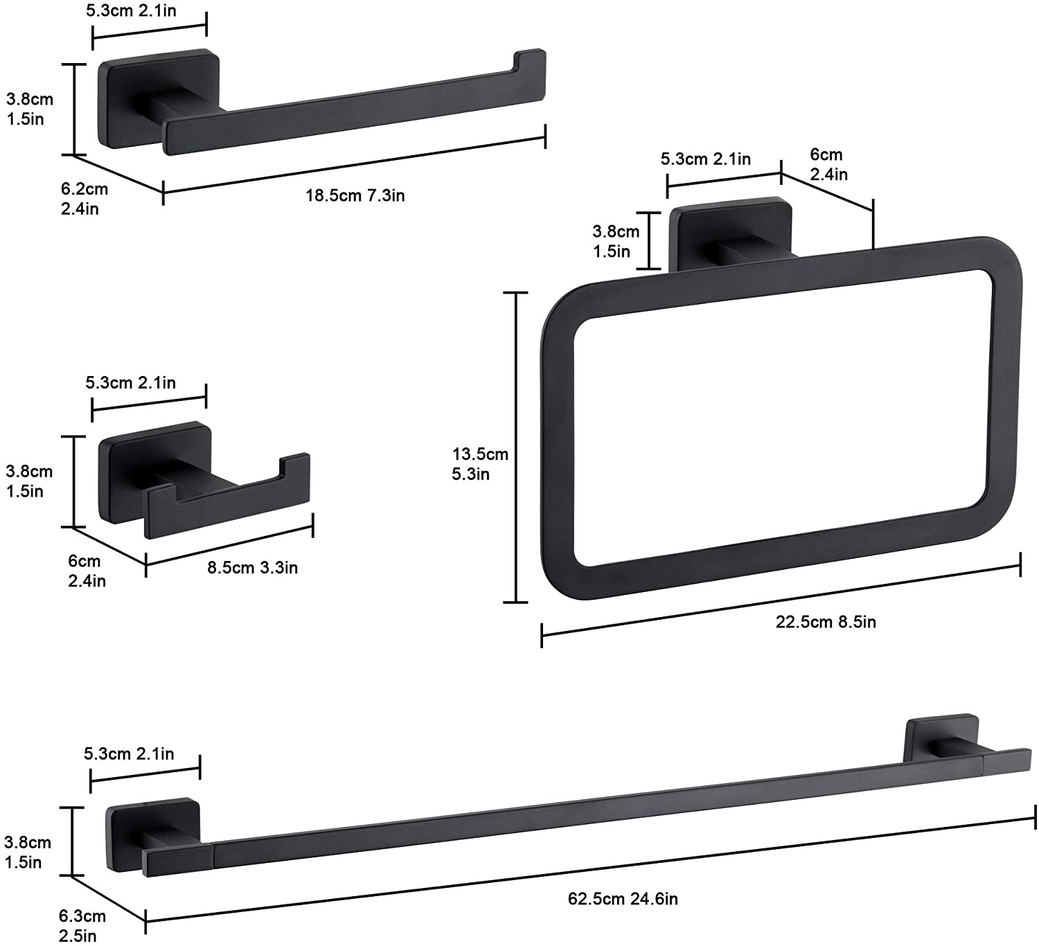 Towel Holders Bathroom Hardware Set 4 Pieces Thickness 2-5mm Certificate ISO9001 2015