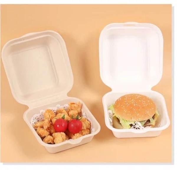 Custom 6x6 Inch Take Away Lunch Packing Fast Food Container Biodegradable