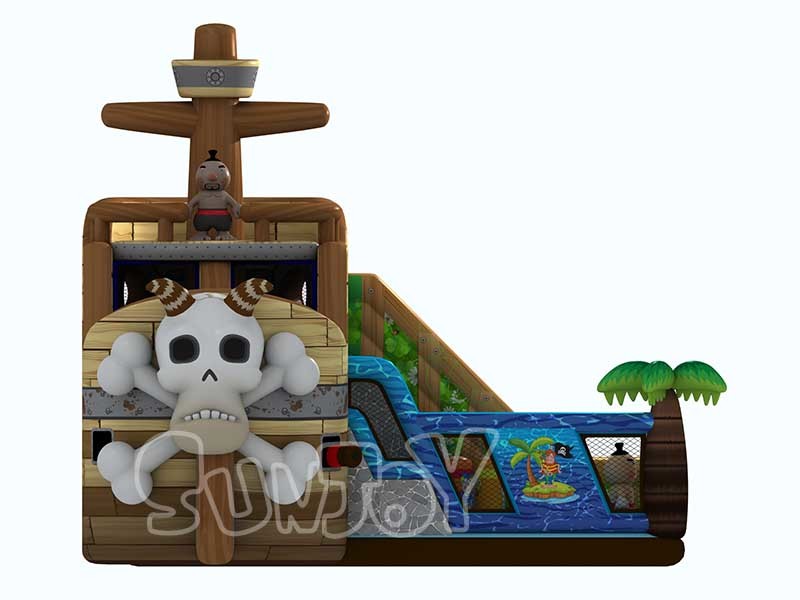 Pirate Ship 0.55mm Plato Inflatable Amusement Park For Kids