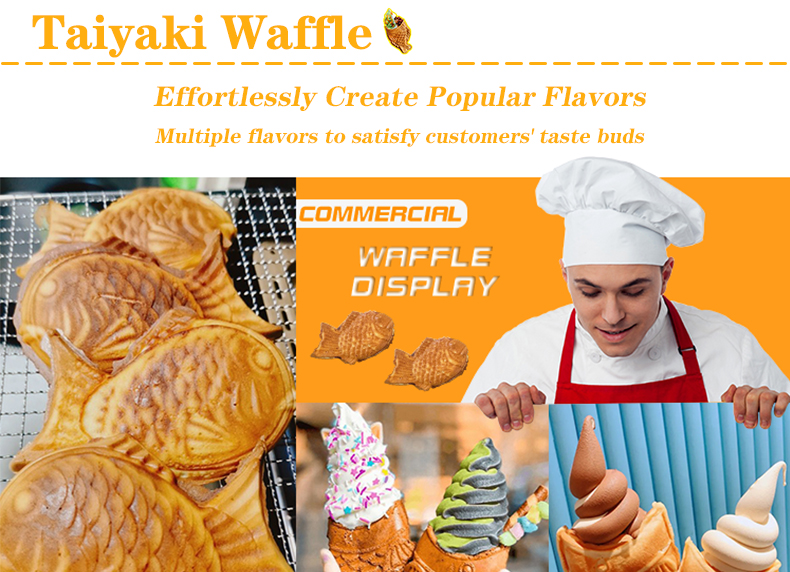 Food Beverage Electric Taiyaki Maker Non-stick Stainless Steel Open Mouth Waffle Machine