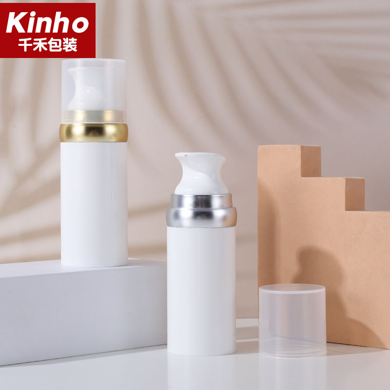 Custom big capacity 100ml PP airless pump bottle 1.0cc cosmetic silver gold white bottle