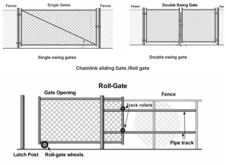 8' Fencing Trellis Gates Galvanized 60*60mm Powder Coated Chain Wire Fencing