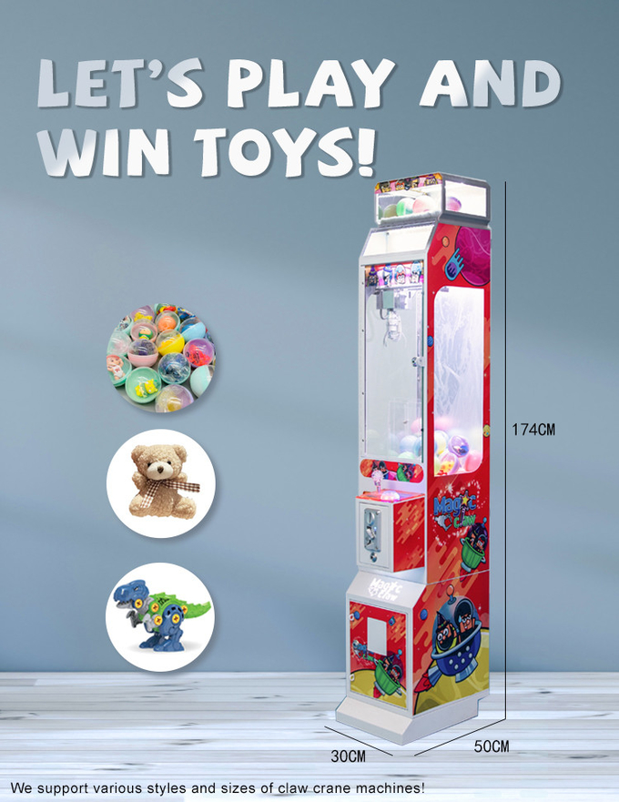 13 Inches Mini Claw Machine Major Prize Coin Operated Arcade Game With Top Locker