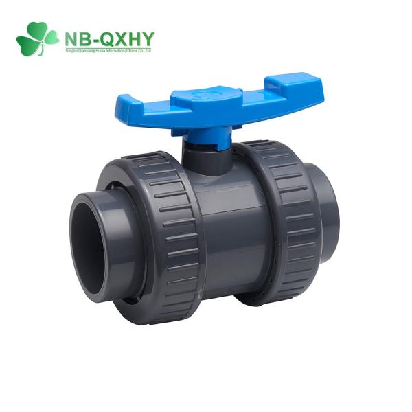 Grey and Black PVC Double Union Ball Valve 2" Swimming Pool Channel Straight