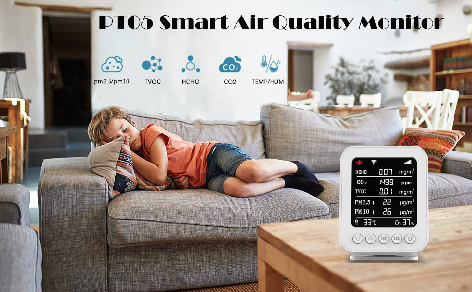 OEM 85dB Real Time IAQ Smart Air Quality Monitor Detector With Data Logger