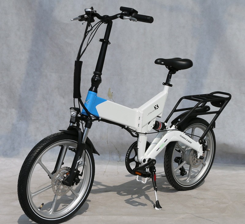 20 Inch Electric Bicycle With Pedal Assist 36V White Folding Electric Bike