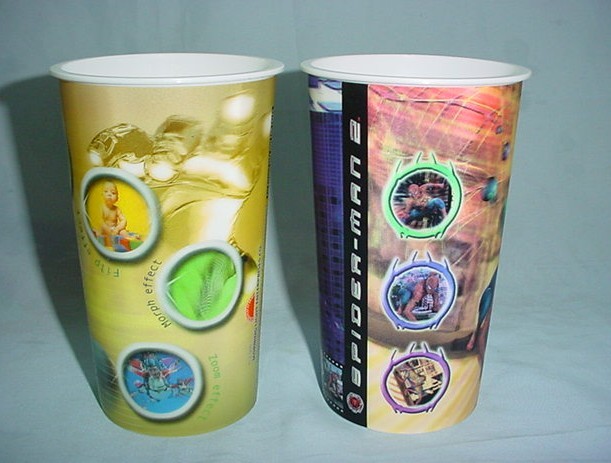 PLASTIC LENTICULAR 3d lenticular cups plastic flip effect lenticular mugs printing lenticular molded cup for promotion