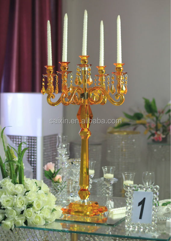 Blue Crystal Candelabra 9 Arm Crystal Chandelier Candlesticks Table Decoration