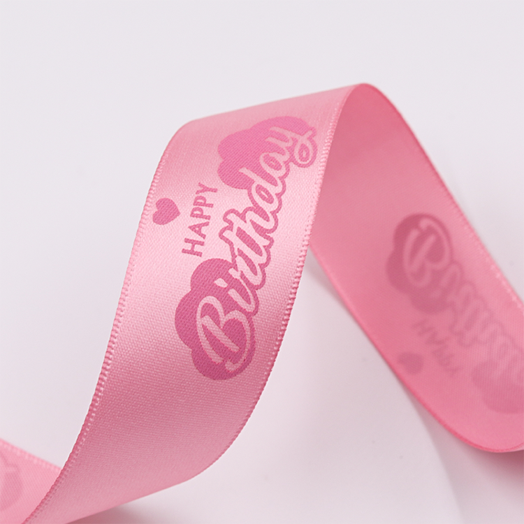 1 Inch Environmentally Friendly Ribbon Custom Printing Red / Pink / Brown Color