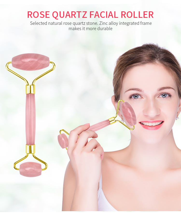 76.7g Handheld Wrinkle Remover Face Jade Rollers Pink Crystal Face Roller