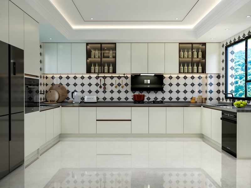 Fadior Cream White Kitchen Stainless Steel Cabinet Elegant And Functional Design