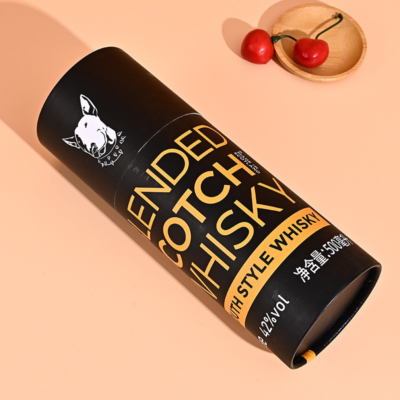 Black Round Kraft Paper Tube Packaging Food Grade Recycled Cylinder Packaging Box