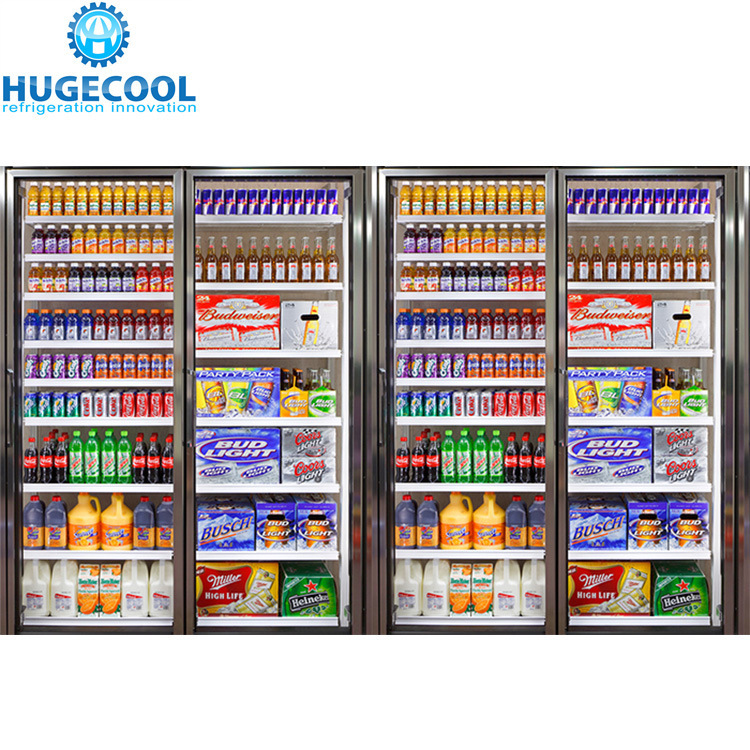 4 Door Display Walk in Cooler with Storage Area for Shop