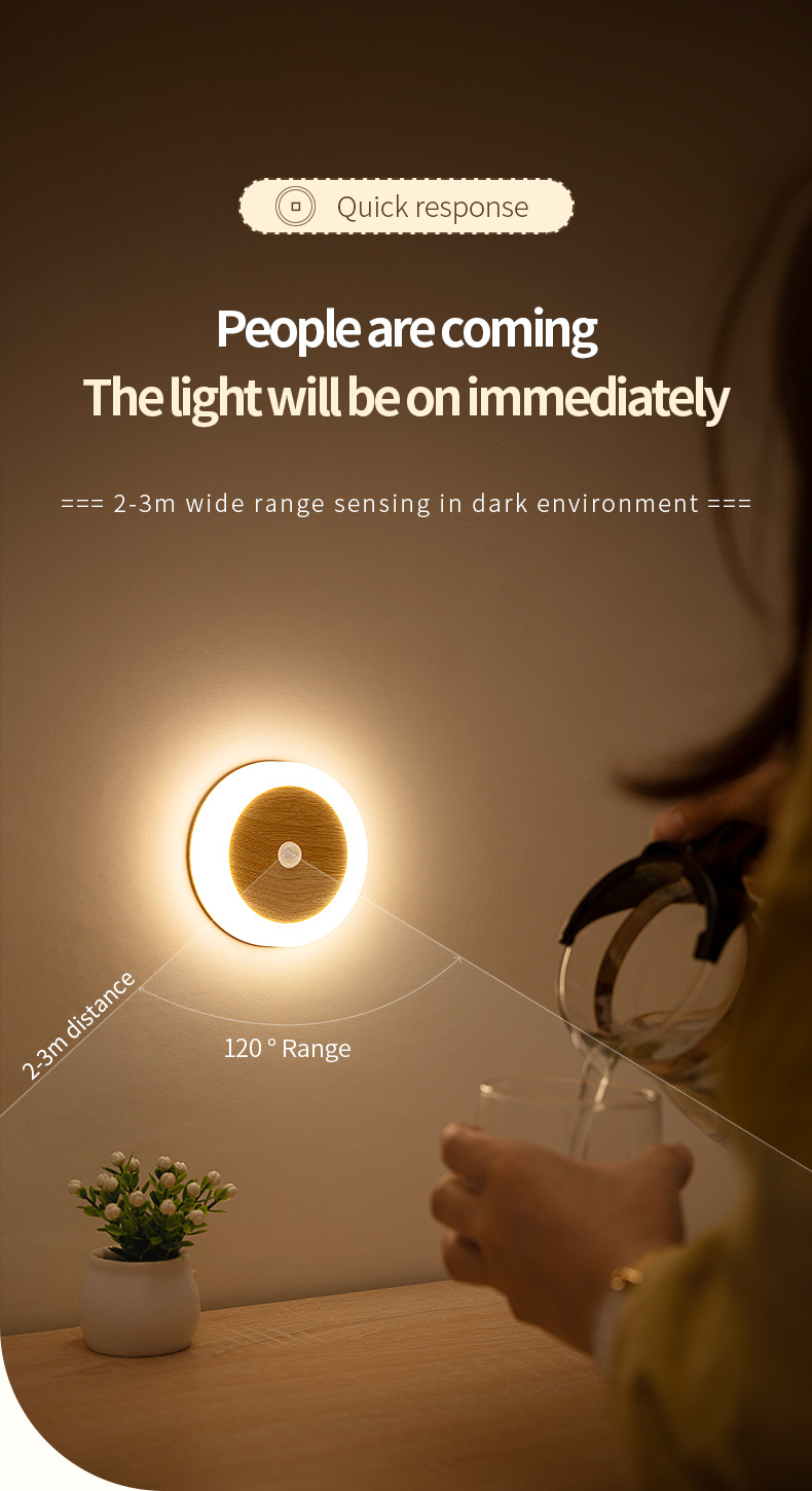 Bedside Motion Sensor LED Light 4100K Usb Charged Night Light