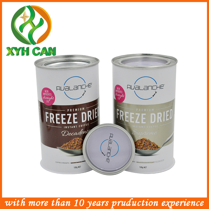 Coffee Tin Can Size 100G Capacity Coffee Storage Round Cans with Tin Screw Cap for Packaging Powder